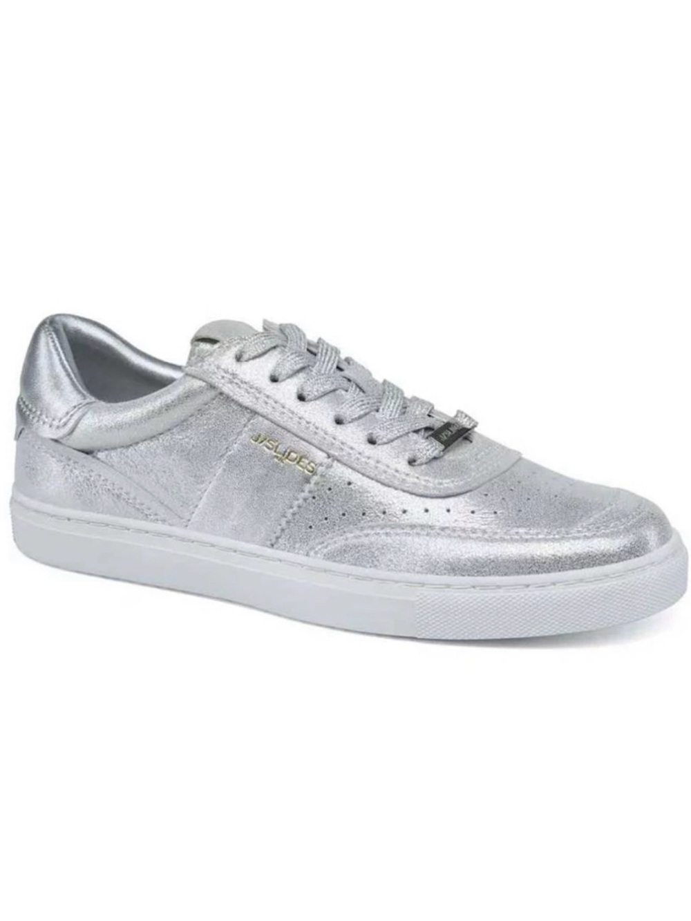 J Slides NYC Silver Metallic Low-Top Women's Sneaker